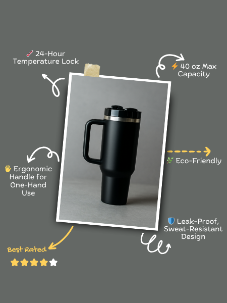 Snugoa Tumbler – Matte Black | 1000ml Vacuum Insulated Stainless Steel